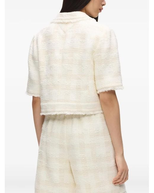 Karl Lagerfeld White Button-Fastening Tweed Jacket