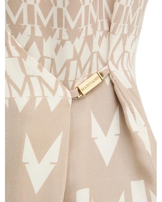 Guess White Monogram V-Neck Wrap Blouse