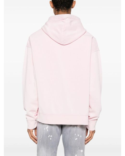 DSquared² Pink Star-detail Cotton Hoodie for men