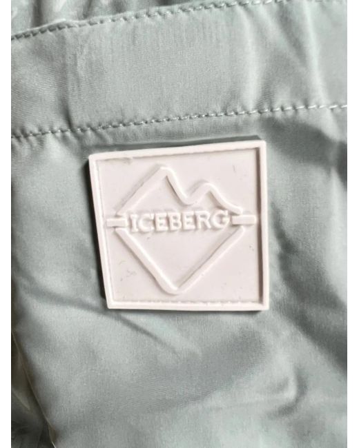 Iceberg Gray Logo-Pattern Side-Stripe Swim Shorts for men