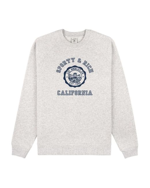 Felpa Girocollo A Maniche Lunghe di Sporty & Rich in White