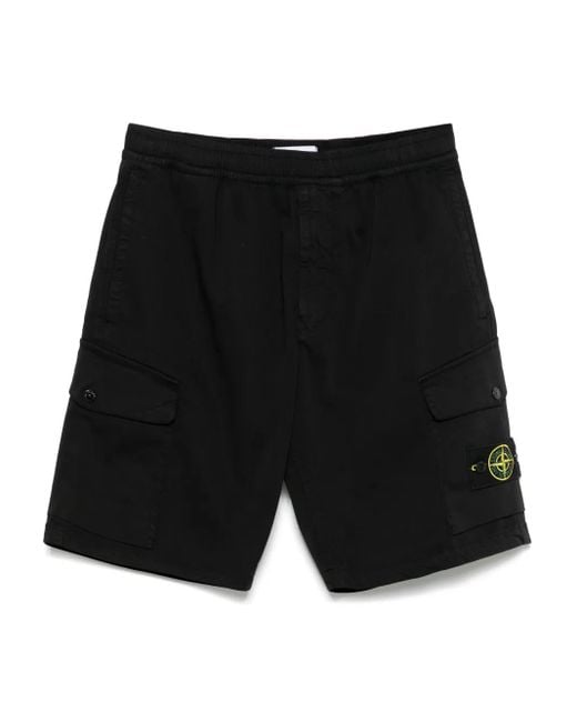 Stone Island Black Bermuda Regular Trousers for men