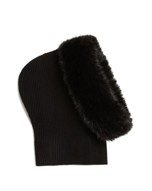 Nina Ricci Black Faux-Fur Wool Balaclava