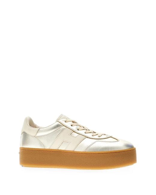 Hogan White Logo-Patch Platform Sneakers