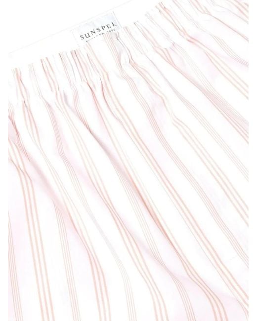 Sunspel White Striped Boxer Shorts for men