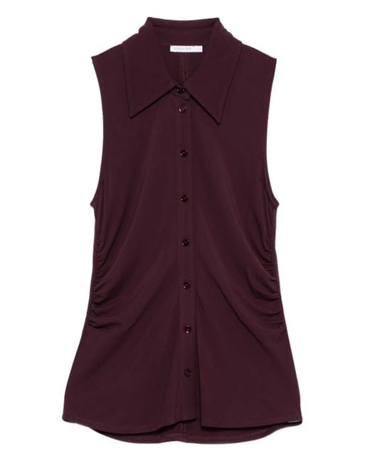 Patrizia Pepe シャーリング ノースリーブシャツ Purple