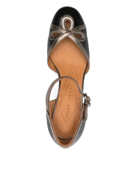 Chie Mihara Metallic 55Mm Block-Heel Buckled Pumps