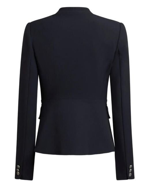 Etro Blue Single-Breasted Jacket With Peplum Detail