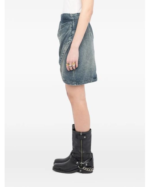 Zadig & Voltaire Blue Denim Wrap Mini Skirt