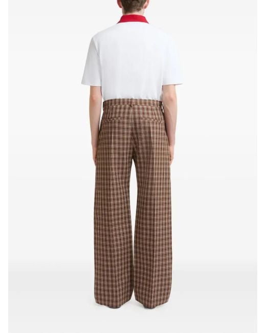 Marni Brown Checked Wide-Leg Trousers for men
