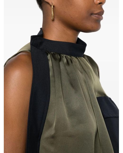 Top Con Ruches di Sacai in Green