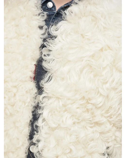 DSquared² Blue Fur-Trimmed Denim Jacket for men