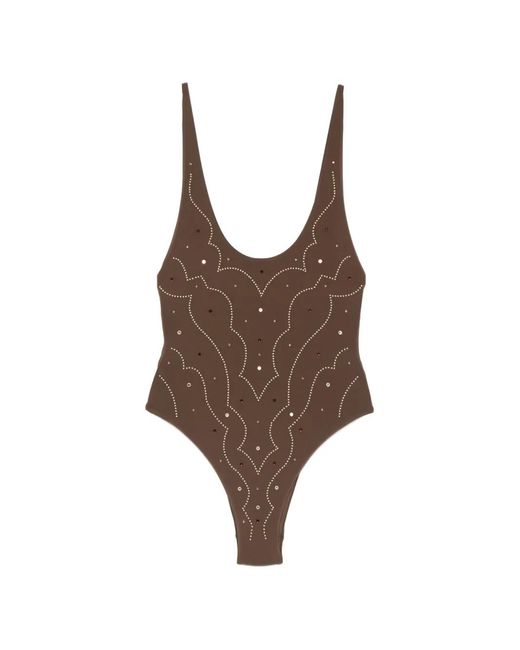 VENUJA Brown Maillot De Bain À Ornements En Cristal