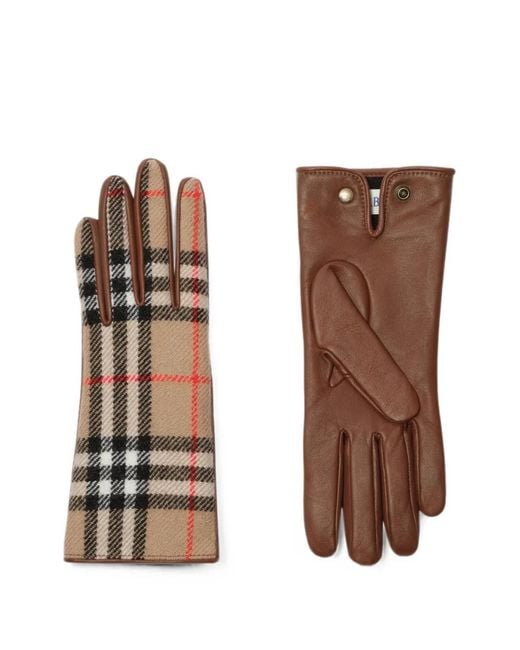 Burberry Natural Check-Pattern Gloves