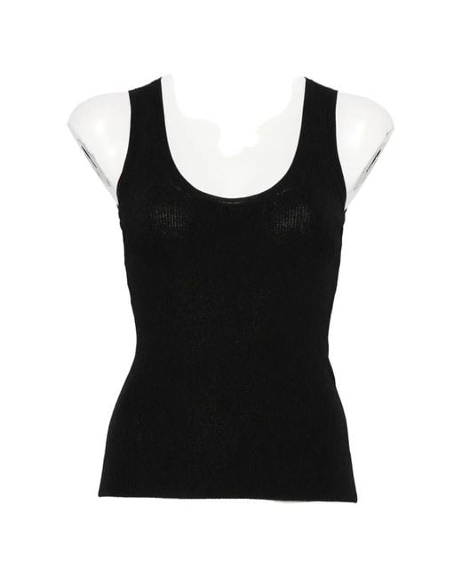 Max Mara Black Editta Ribbed-Knit Tank Top