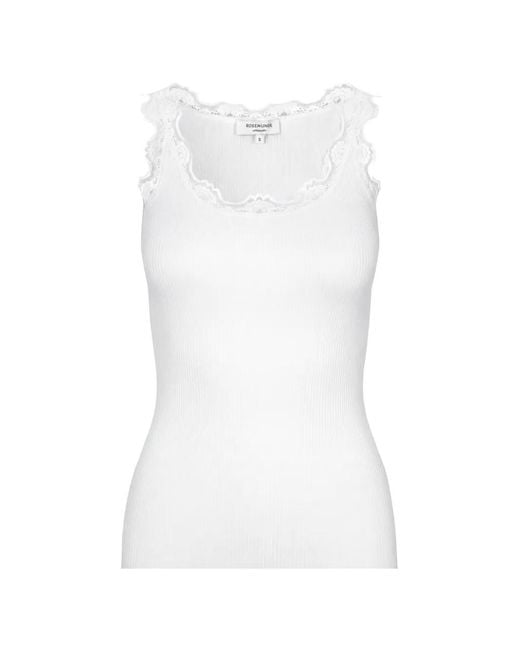 Rosemunde White Babette Lace-Trim Top