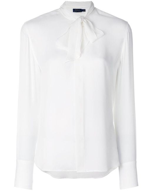 Polo Ralph Lauren White Pussy-bow Blouse