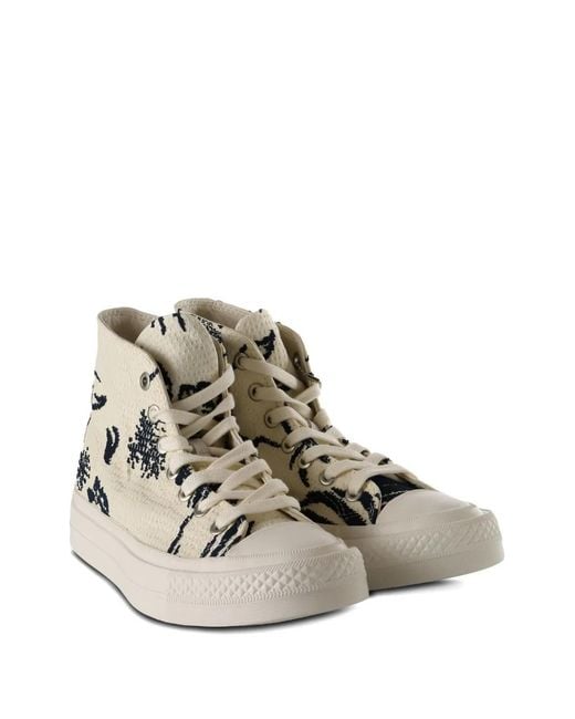 Converse Natural Patterned-Detail High-Top Sneakers