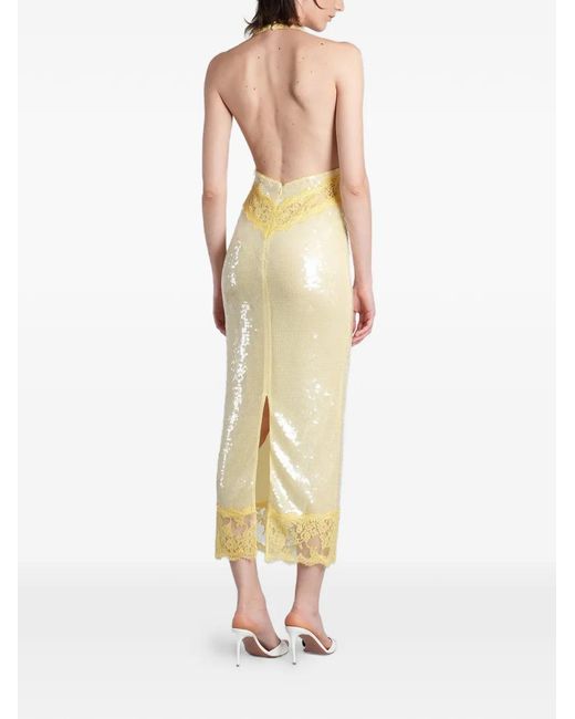 retroféte White Vicky Sequin-Embellished Lace-Trim Midi Dress