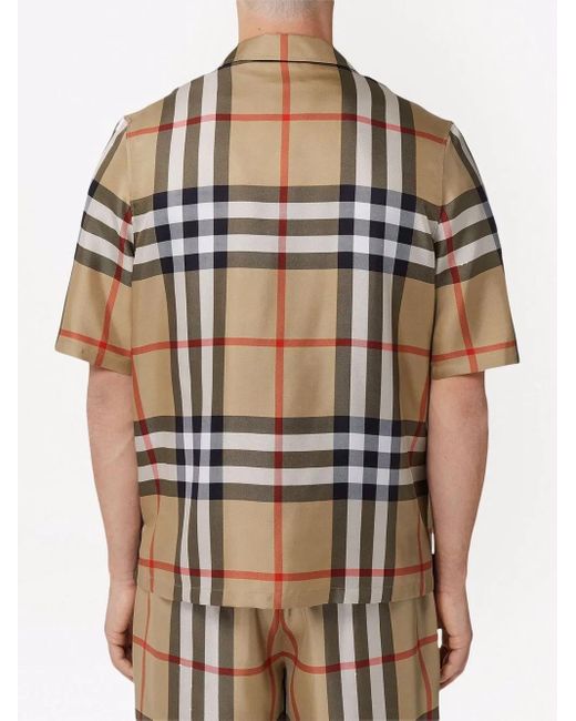 Chemise en soie Check Burberry pour homme en coloris Brown