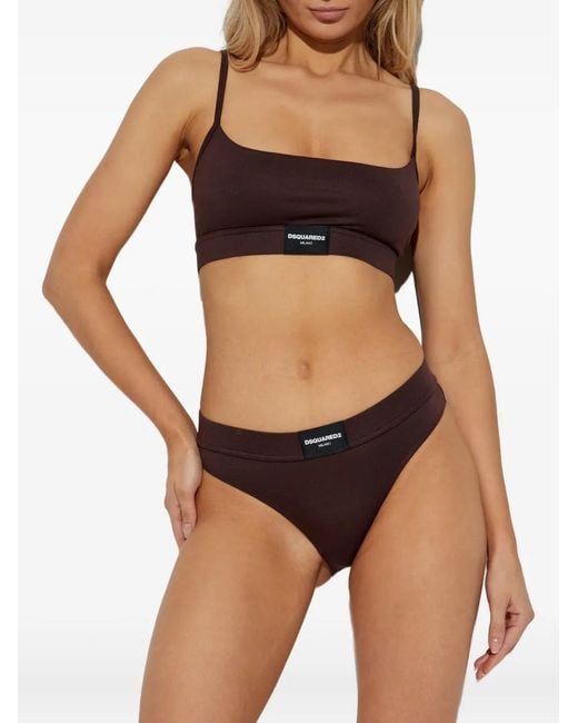 DSquared² Brown Logo-Plaque Briefs
