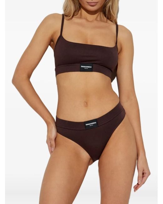 DSquared² Brown Logo-Plaque Briefs