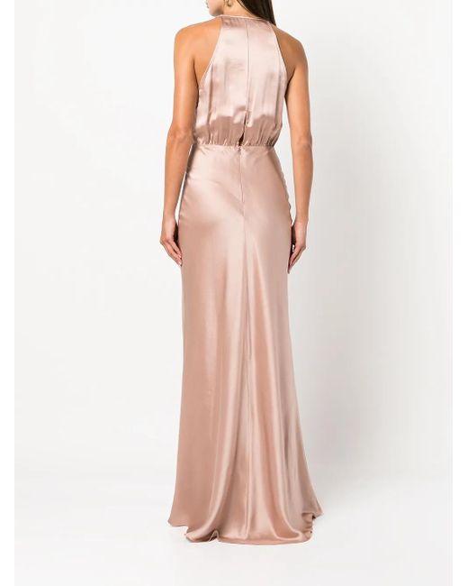 Michelle Mason Pink Draped Halterneck Dress