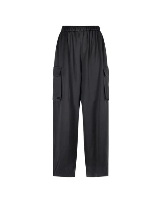Frankie Shop Black Delny Satin Cargo Pants