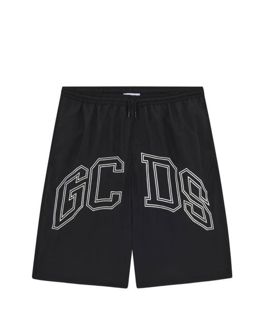 Gcds Black Logo-Print Drawstring Swim Shorts for men