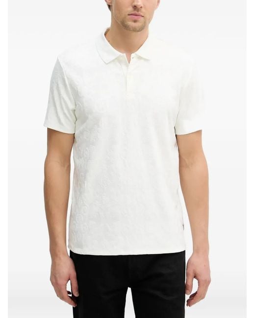Guess White Patterned Polo Shirt for men