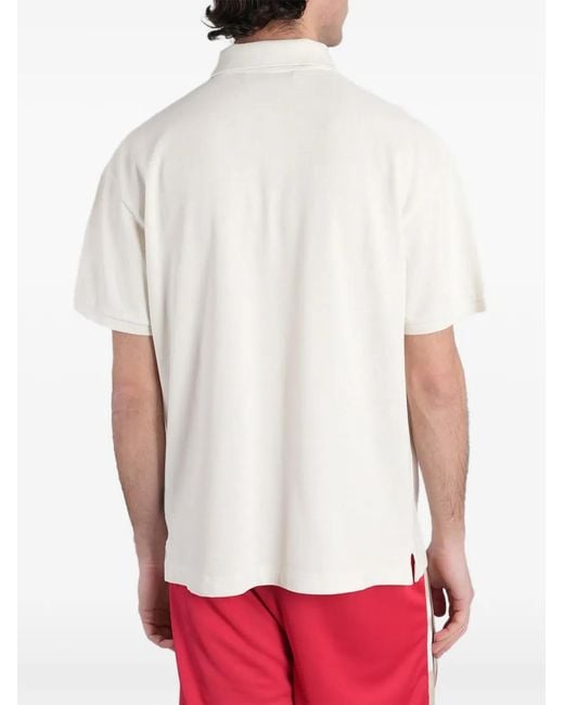Palm Angels White Logo-Patch Polo Shirt for men
