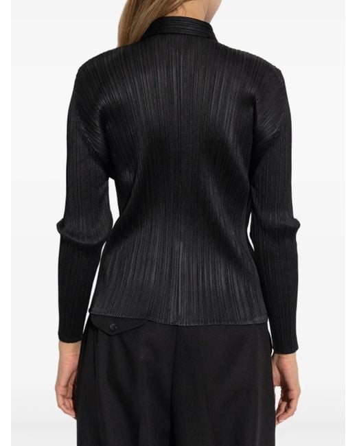 Pleats Please Issey Miyake Black Basics Pleated Long-Sleeve Shirt
