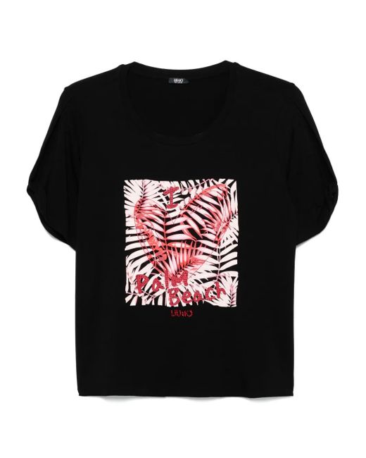 Camiseta con apliques de strass Liu Jo de color Black
