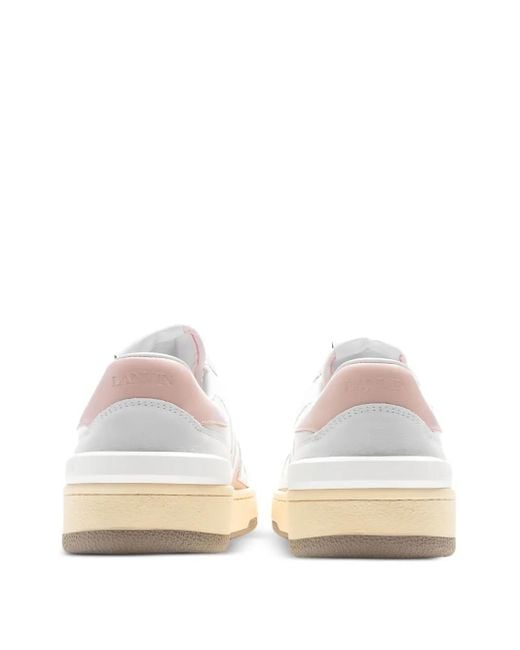 Lanvin White Clay Leather Panel Low-Top Sneakers for men