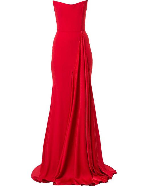 Alex Perry Red Alex Strapless Drape Gown