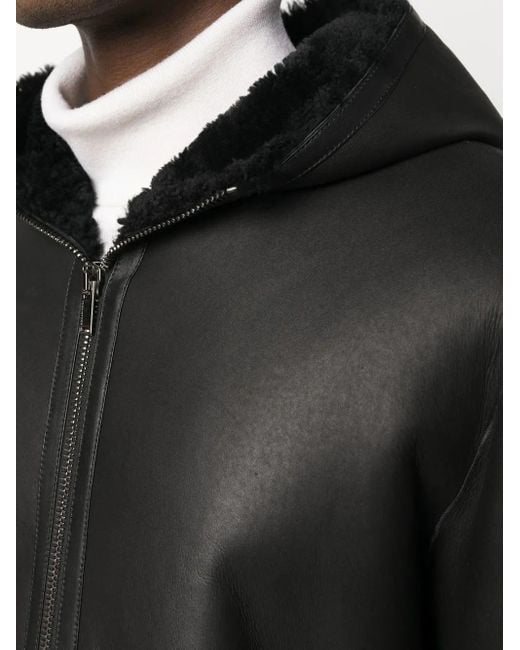 Tagliatore Black Wilson Hooded Shearling Coat for men