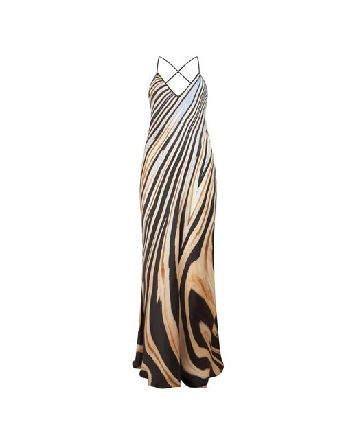 Roberto Cavalli White Zebra-Print Open-Back Maxi Dress