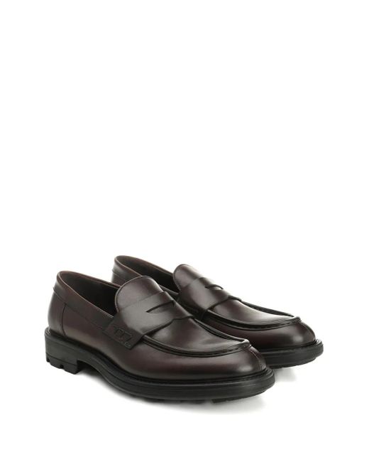 Corvari Gray Leather Loafers for men