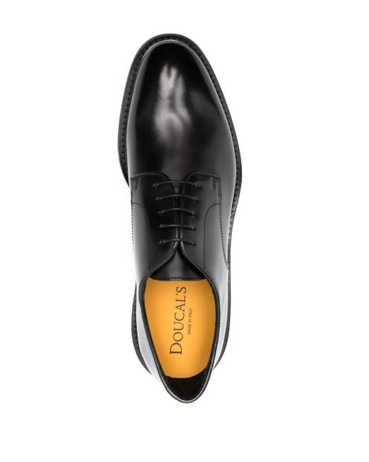 Doucal's Black Leather Derby Shoes for men