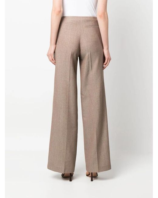 Stella McCartney Natural Pleated Wide-Leg Trousers