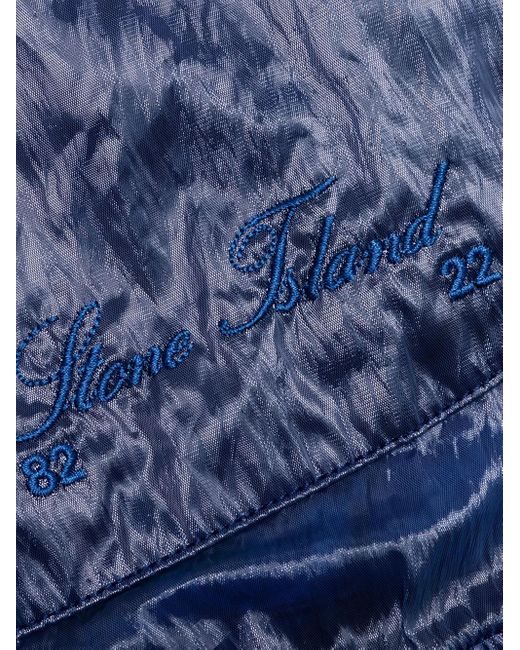 Stone Island Blue Number-Detail Bomber Jacket for men