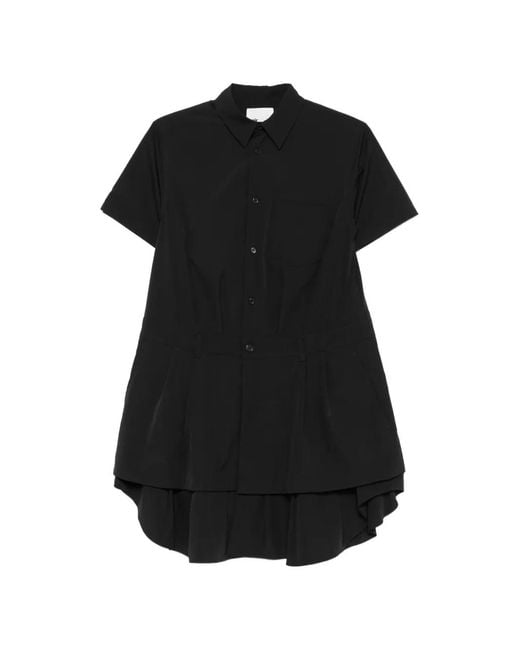 Noir Kei Ninomiya Black Robe Mi-Longue À Bords Plissés Et Effet De Superposition