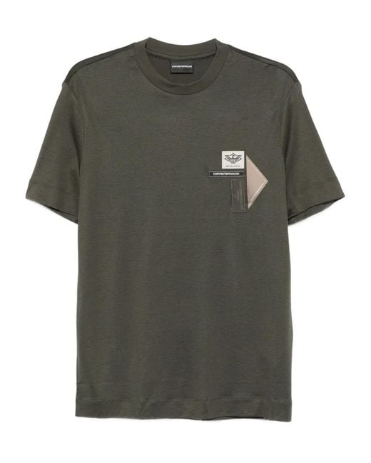Emporio Armani Green Patch-Embellished T-Shirt for men