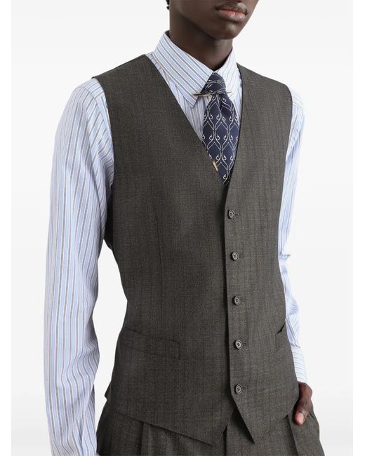 Dolce & Gabbana Gray Pinstripe Wool Vest for men