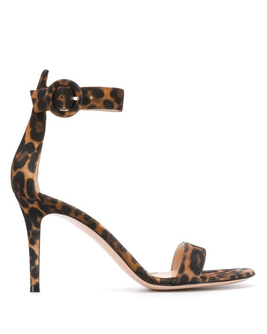 Gianvito Rossi Brown Leopard Portofino Sandals