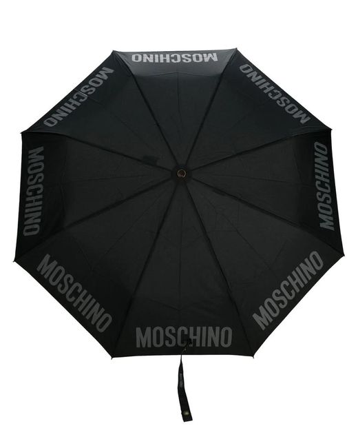 Moschino Black Logo-Print Compact Umbrella