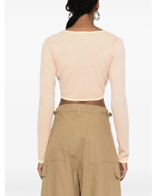 Gcds Natural Comma Crop Ribbed Cardigan