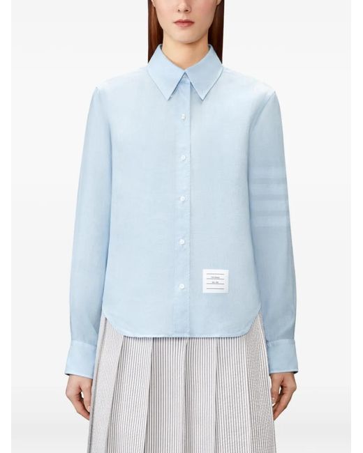 Thom Browne Blue 4-Bar Linen Shirt