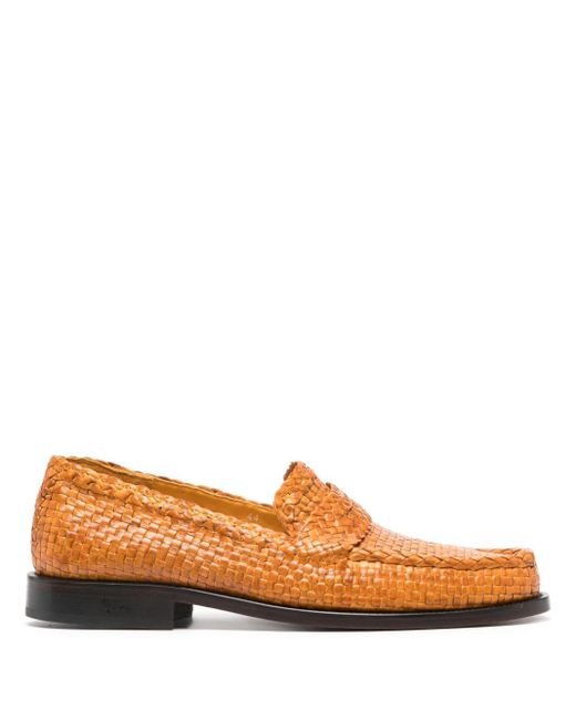 Marni Orange Interwoven Leather Loafers for men