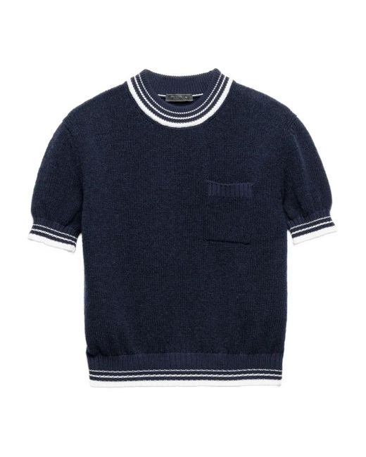 Prada Kurzärmeliges Strickoberteil in Blue für Herren